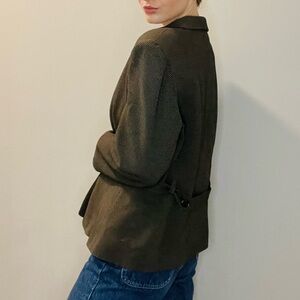 Vintage 80s / 90s wool blend 2 piece suit brown and black print